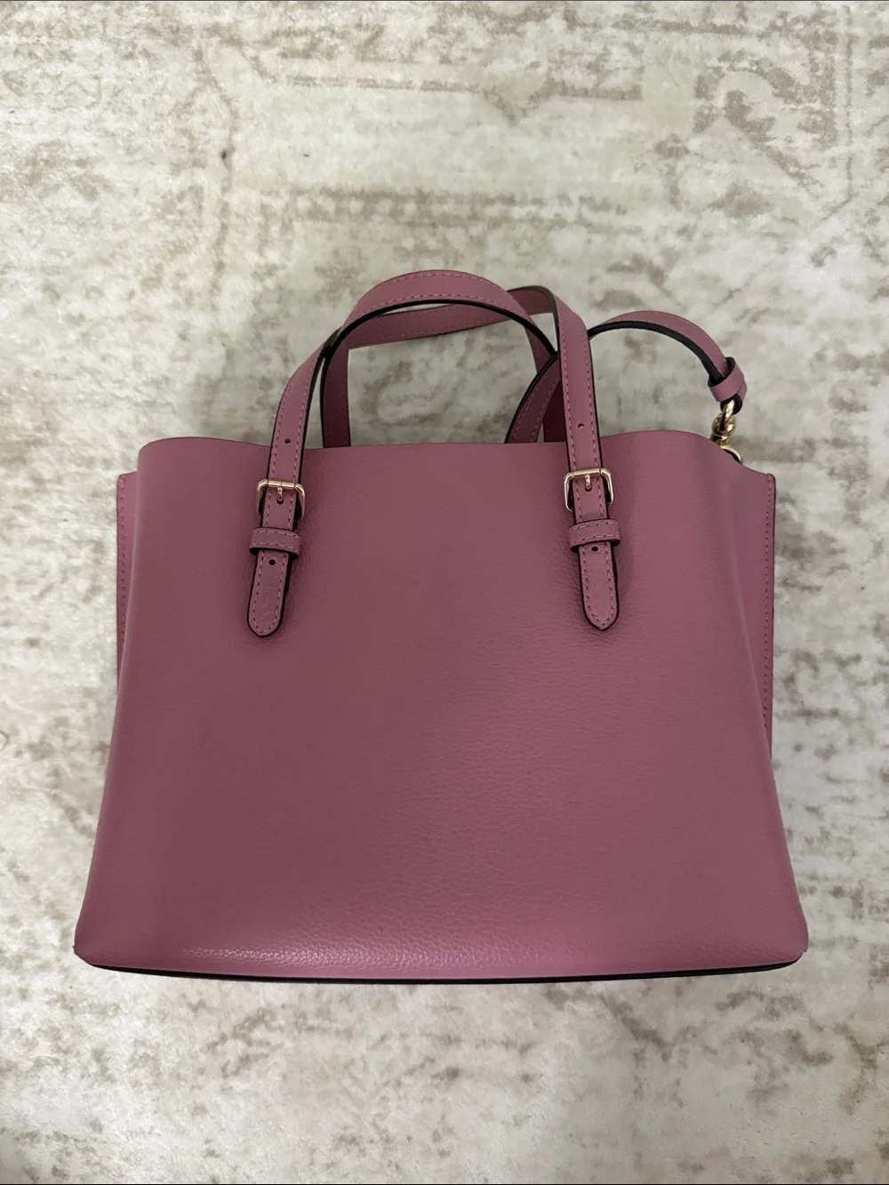 Authentic Coach Mauve Pink Pebbled Leather Satchel with Gold Hardware